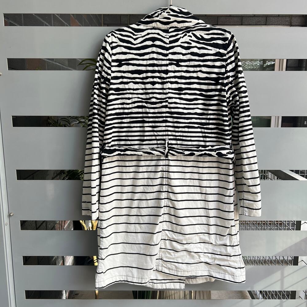 Alexander McQueen Vintage Black White Striped Belted Trench Coat - Picture 5 of 12